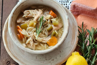 Rosemary, Lemon, and Chicken Orzo Soup in Slow Cooker